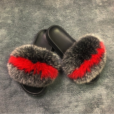 New Arrival Girl Luxury Fluffy Fur Slippers Ladies Indoor Warm Furry Fur Flip Flops Women Amazing Plush Fur Slides Wholesale Hot