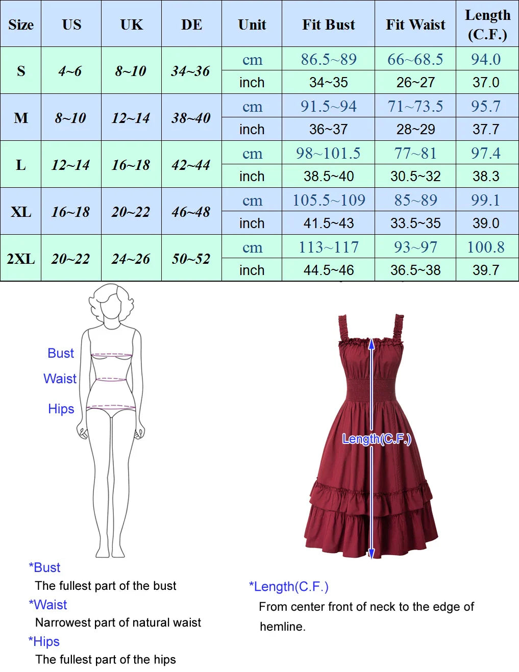 lovwvol Women Renaissance Dress Gathered Skirt Square Neck Smocked Waist A-Line With Drawstring Skirt Front A-Line  Silhouette