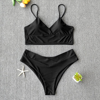 Sexy Solid Swimsuit Women Bikini Push Up Swimwear Vest Bikini Set Brazilian Bathing Suit Two Piece Swim Suit Female