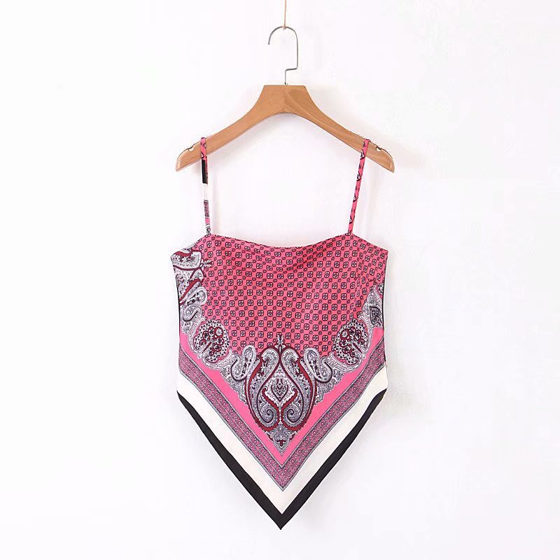 lovwvol New Women vintage paisley print spaghetti strap sexy chic camis tank ladies summer backless bowknot sling tops LS3866