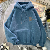 lovwvol New Autumn Winter Thick Warm Coat Velvet Cashmere Women Hoody Sweatshirt Solid Blue Pullover Casual Tops Lady Loose Long Sleeve Teenage Fashion Outfits