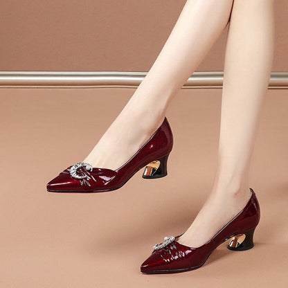 Women Fashion Elegant Bow Tie Party Square Heel Navy Blue Pumps Female Cute Comfort Spring & Autumn Heel Shoes