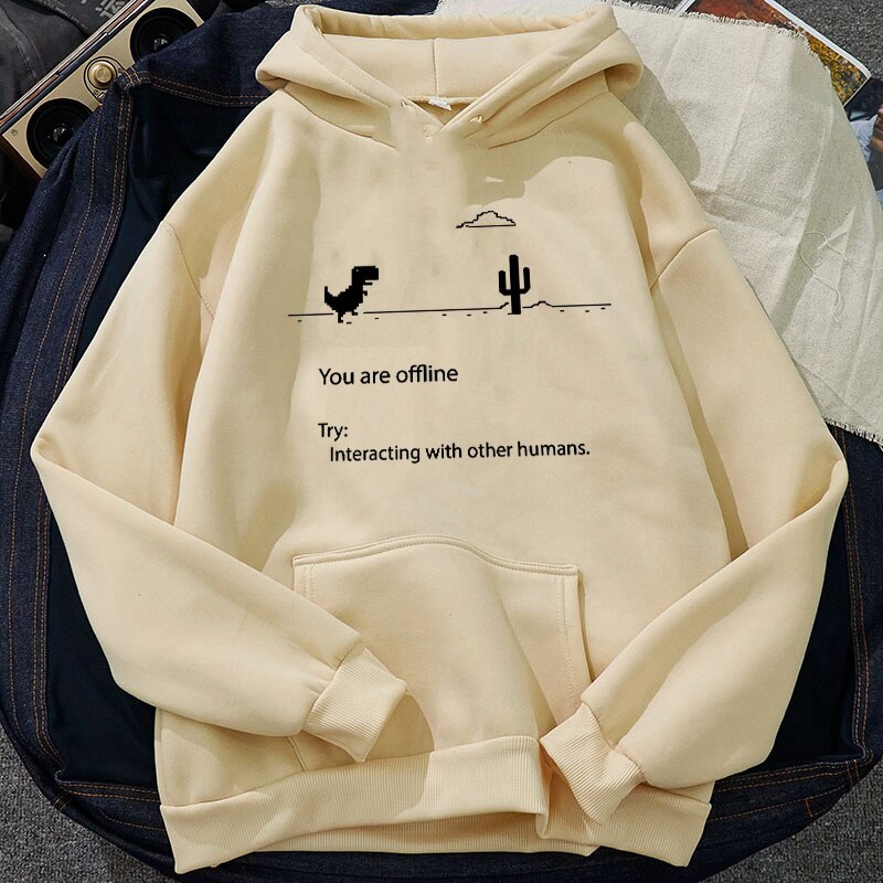 Cartoon Dinosaur Letter Print Hoodies Women Hooded Oversize Pullovers Harajuku Warm Kawaii Female Loose Streetwear Sweatshirts