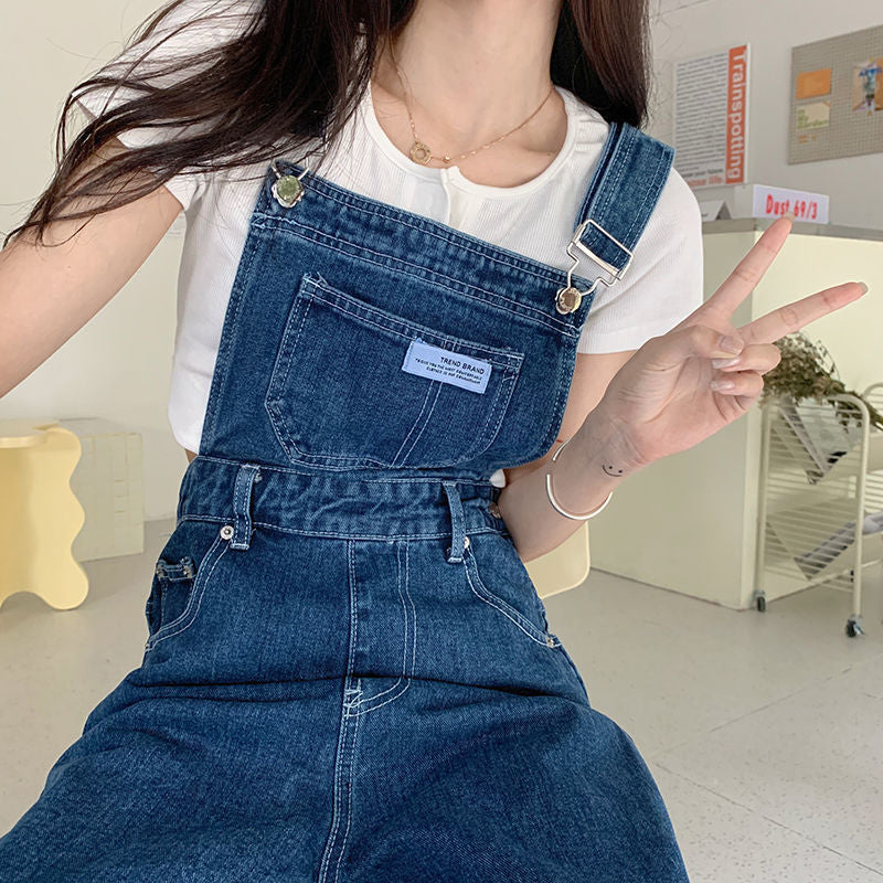 New Design Denim Jumpsuit Women Korean Fashion Baggy Jeans Jumpsuits High Waist Wide Leg Overalls Trousers Woman