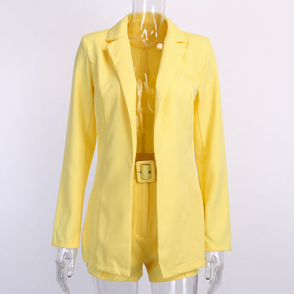 Two Piece Blazer Set Women Office Set 2 Pieces Elegant Work OL Blazer And Shorts Coat Woman Sexy Chic Suit   Summer Clothes