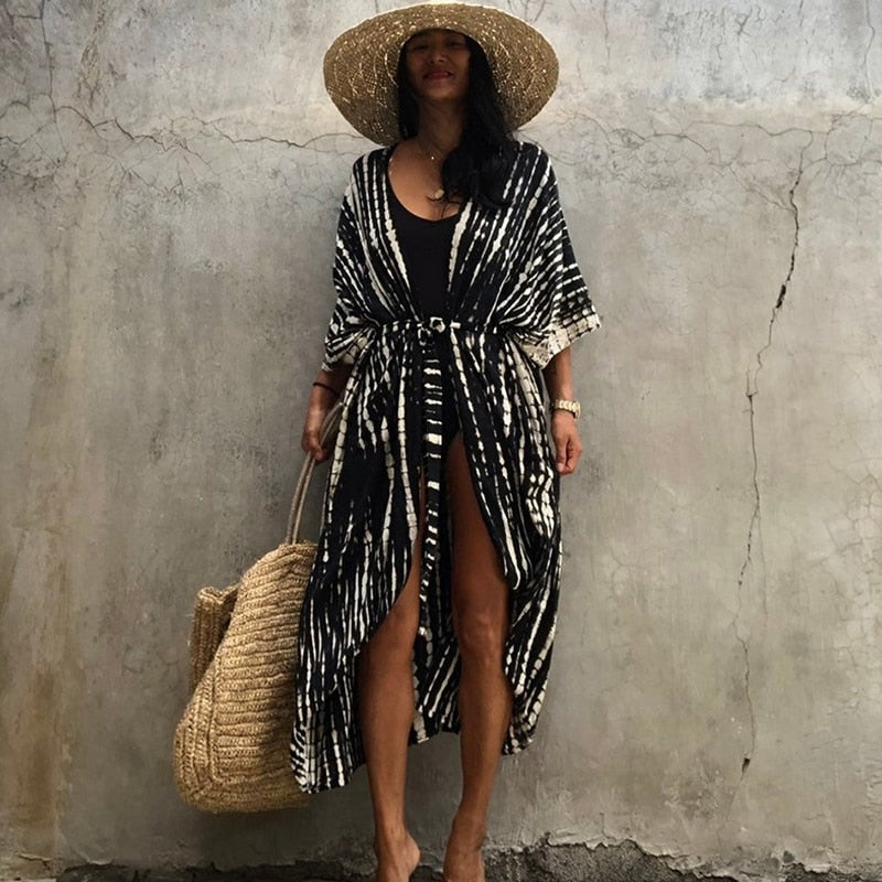 Embroidery Kaftan Beach Tunic Beach Cover up Saida de Praia Swimsuit Women Bikini cover up Pareo Sarong Beachwear Q882