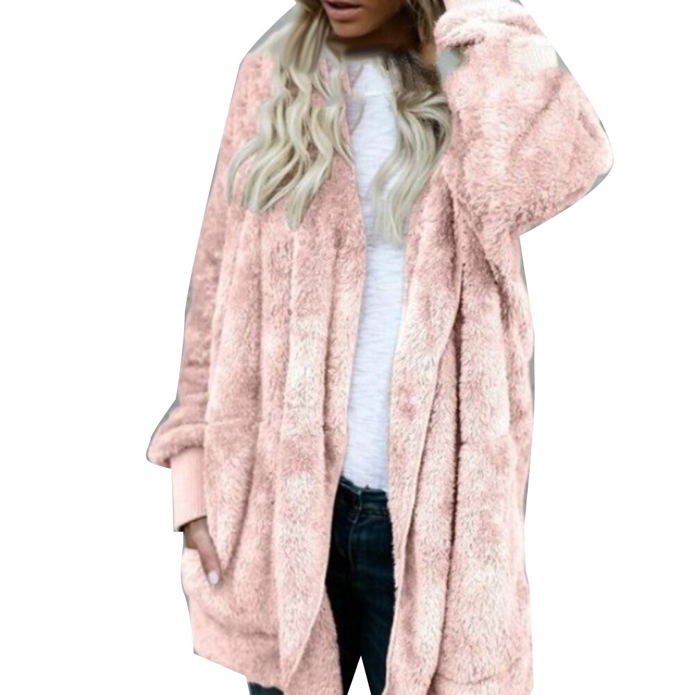 Winter Warm Women Fashion Faux Fur Hooded Coat Hairry Cardigan Furry Outwear