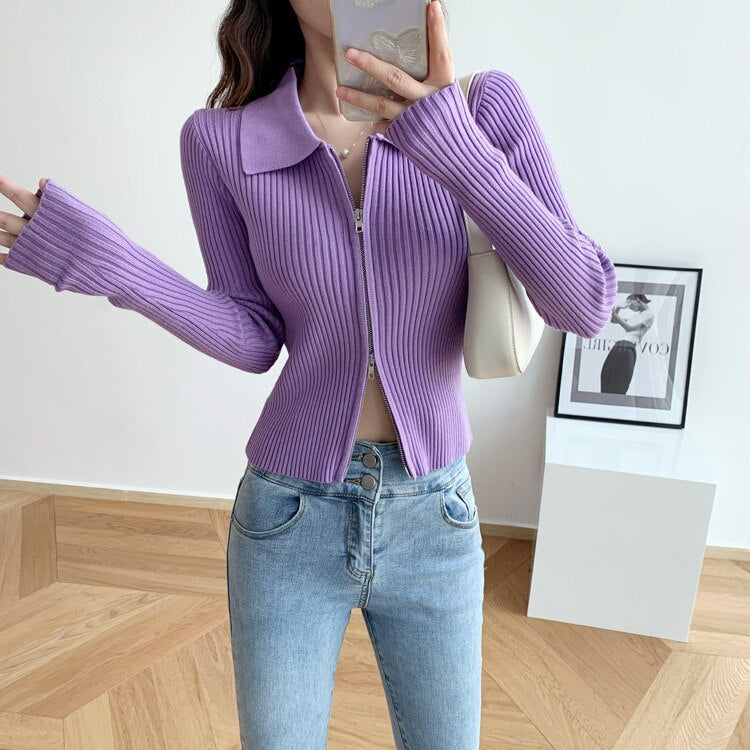 lovwvol Sexy Turtleneck Sweater Women Autumn Winter Clothes Sueter Mujer Zip Christmas Sweaters Pink Fashion Pullovers Ladies