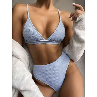 lovwvol Push Up Bikini Set Swimsuits High Waist Swimwear Women Ribbed Biquini Bathing Suits Brazilian Bikinis  Purple Bathers New