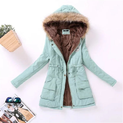 Long Parkas Female Womens Winter Jacket Coat Thick Cotton Warm Jacket Womens Outwear Parkas Plus Size Fur Coat