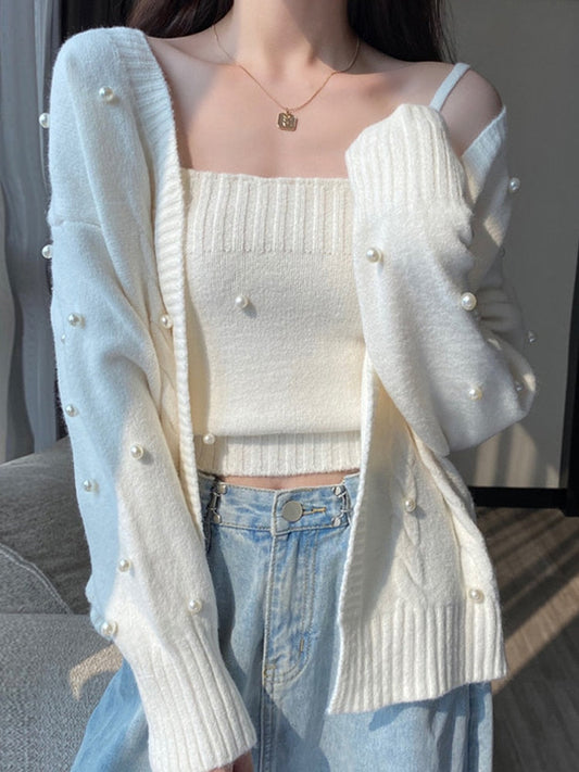 lovwvol lovwvol New hot style loose outer wear white knitted cardigan women's gentle wind sweater coat