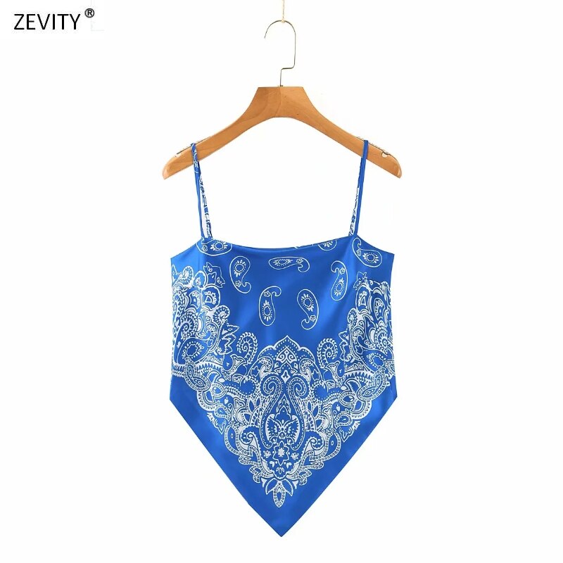 lovwvol New Women vintage paisley print spaghetti strap sexy chic camis tank ladies summer backless bowknot sling tops LS3866