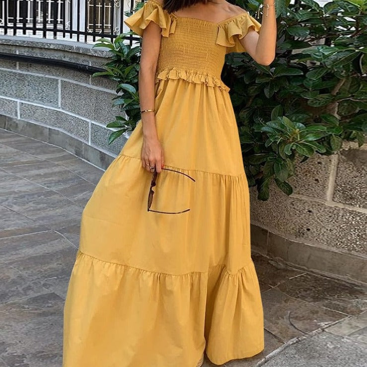 Women Summer Maxi Dress Vintage Solid Dress Sexy Long Party Dress Plus Size Robe Femme Bohemian Vestidos