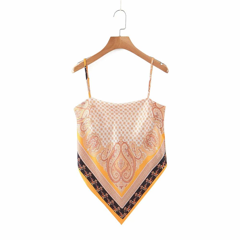 lovwvol New Women vintage paisley print spaghetti strap sexy chic camis tank ladies summer backless bowknot sling tops LS3866