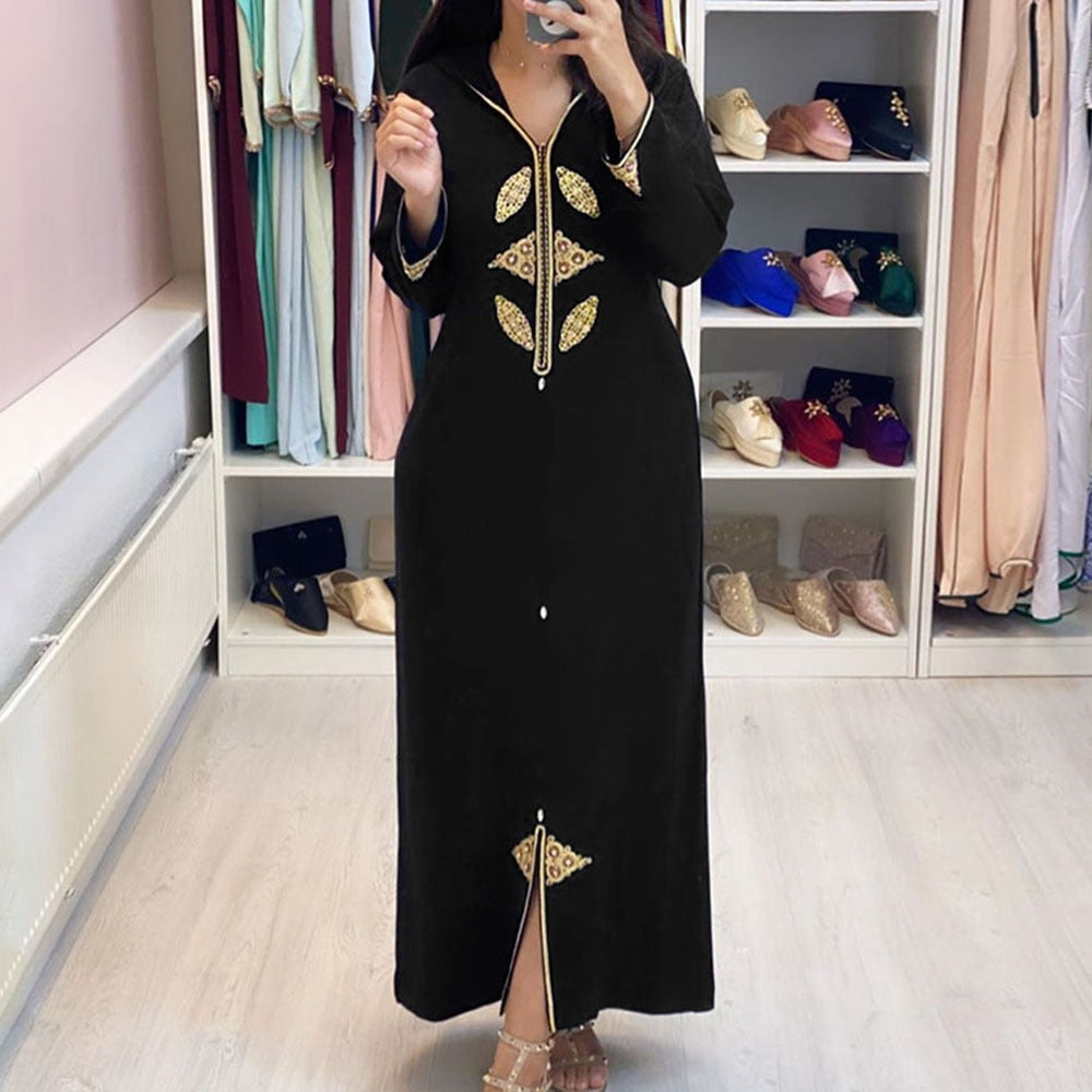 Turkish Dress Elegant Maxi Dresses Muslim African A Line Women Robe Plain Casual Femme Vestiods Office Retro Long Dress