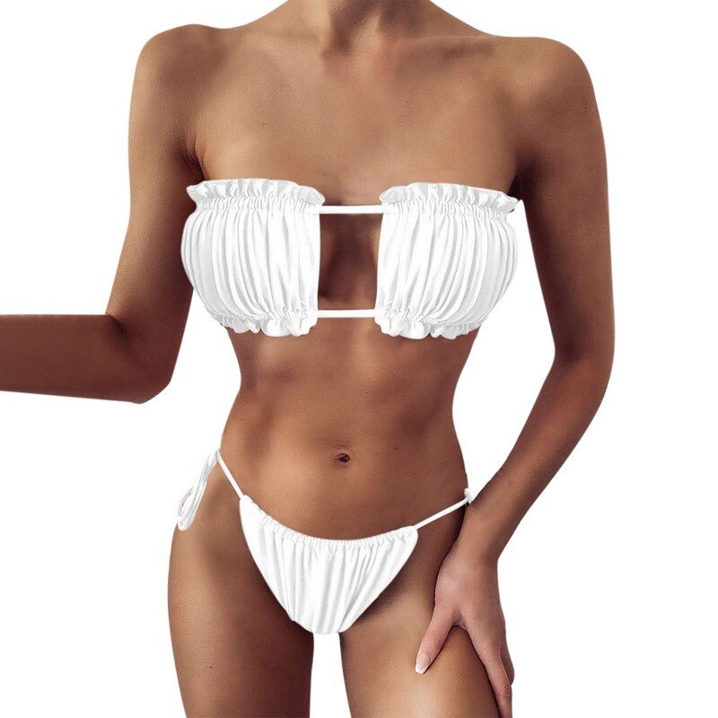 Women High Waist Bikini Sexy Swimsuit Swimwear Female Bandeau Thong Brazilian Biquini Bikini Set Bathing Suit Bather