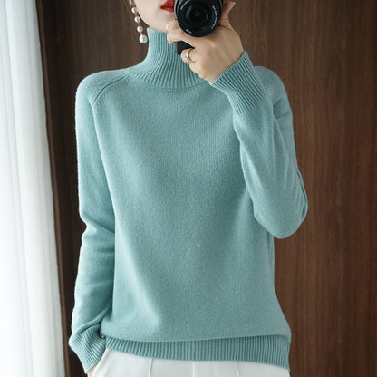 lovwvol Turtleneck Pullover Fall/winter  Cashmere Sweater Women Pure Color Casual Long-sleeved Loose Pullover Bottoming