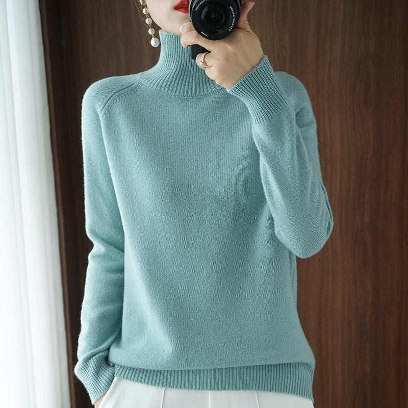 lovwvol lovwvol Turtleneck Pullover Fall/winter  Cashmere Sweater Women Pure Color Casual Long-sleeved Loose Pullover Bottoming