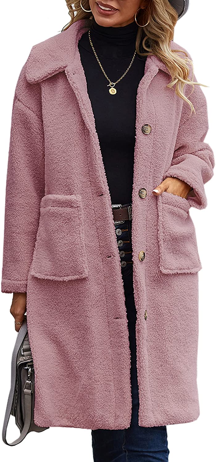 lovwvol Women's Fuzzy Fleece Lapel Open Front Long Cardigan Coat Faux Fur Warm Winter Outwear Jackets Jacket Women  Plus Size Fur Coat