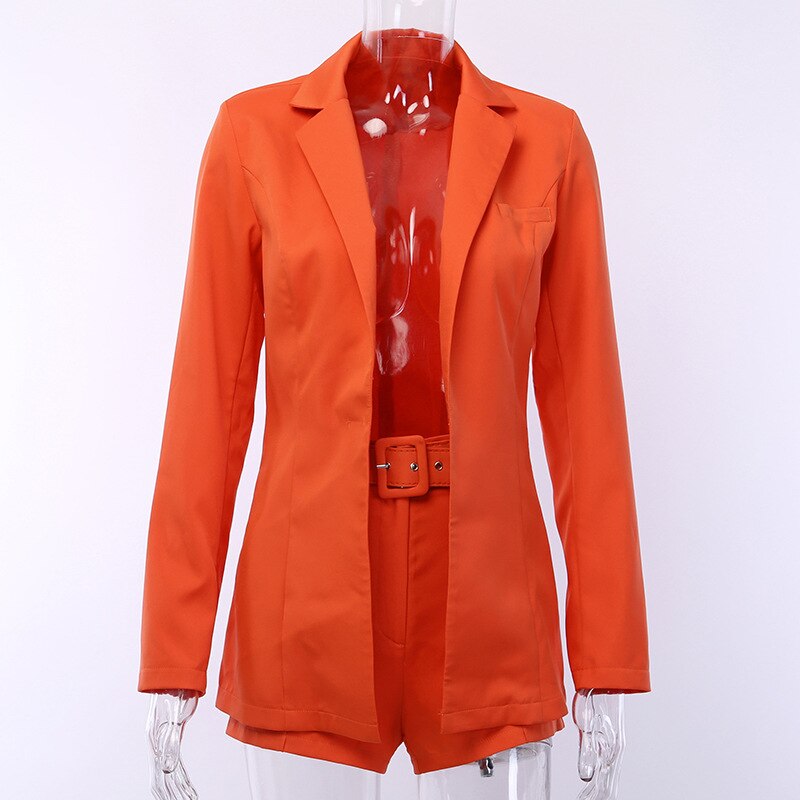 Two Piece Blazer Set Women Office Set 2 Pieces Elegant Work OL Blazer And Shorts Coat Woman Sexy Chic Suit   Summer Clothes