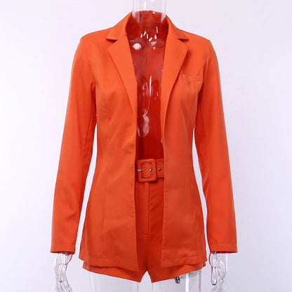 Two Piece Blazer Set Women Office Set 2 Pieces Elegant Work OL Blazer And Shorts Coat Woman Sexy Chic Suit   Summer Clothes