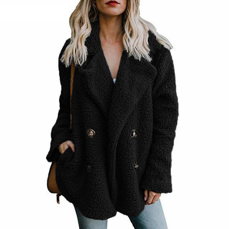 Teddy Coat Women Faux Fur Coats Long Sleeve Fluffy Fur Jackets Winter Warm Female Jacket Oversized Women Casual Winter Coat