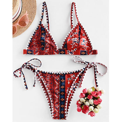 In-X Print bikini Bandeau swimsuit women Patchwork 2 pieces set High cut swimwear female Sports bathing suit biquini summer