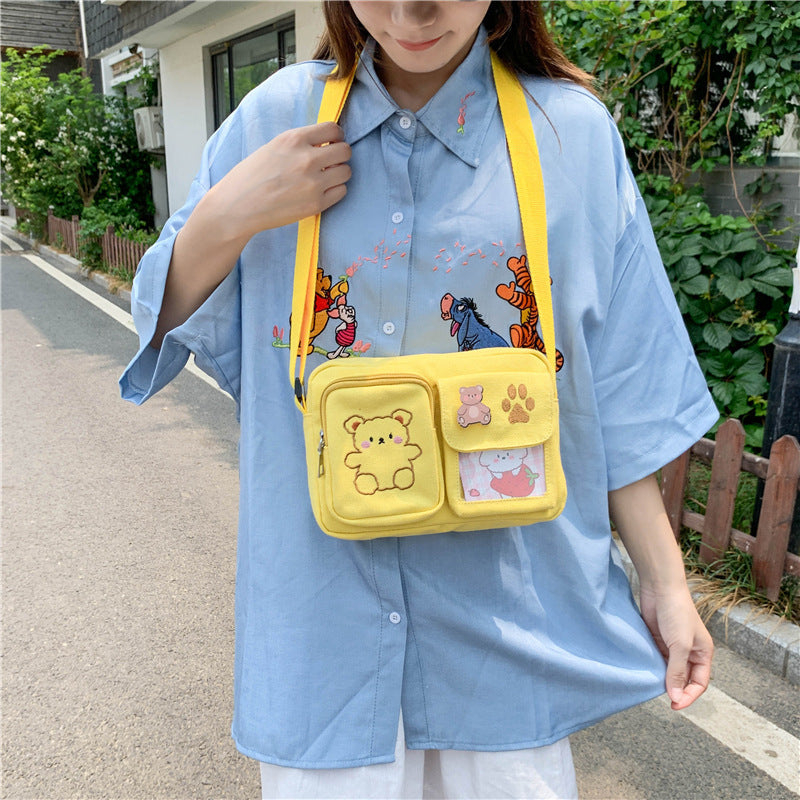 Lovwvol Women's Messenger Bags Ladies Canvas Printed Cute Bear Bag Lady Sweet Cartoon Student Shoulder Bag School Bag