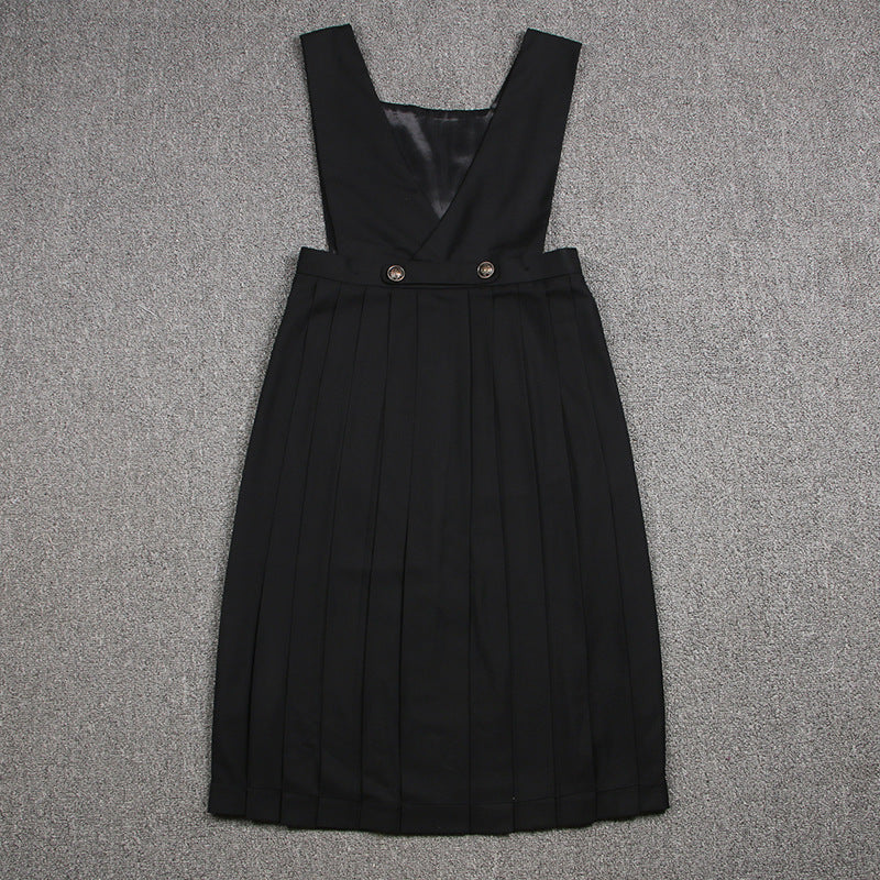 Students Ceylon Black Tea Japanese Girl's Long Pleated Dress Summer Women's Sleeveless Pinafore Dress JK High School Uniform