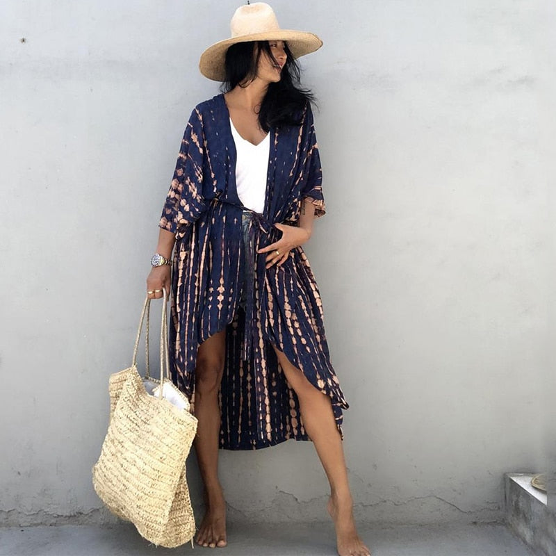 Embroidery Kaftan Beach Tunic Beach Cover up Saida de Praia Swimsuit Women Bikini cover up Pareo Sarong Beachwear Q882