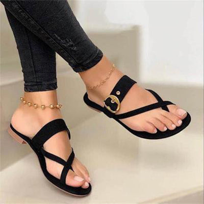 Fashion Slippers For Women Clip Toe Summer Buckle Sandals Casual Ladies Beach Shoes Woman Flip Flops Female  Square Heels