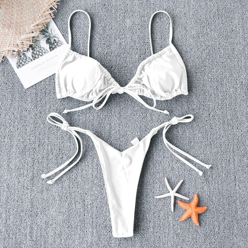 Sexy Micro Bikini Women Swimsuit Bandage Bikini Set Swimwear Female Halter Top Brazilian Bathing Suit Bather Biquini