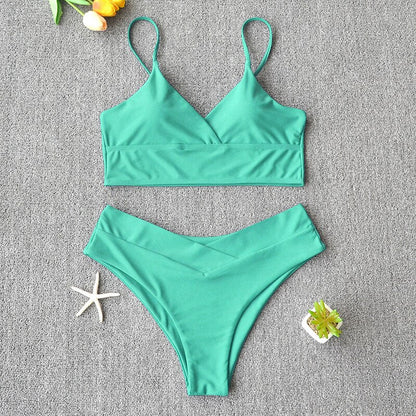 Sexy Solid Swimsuit Women Bikini Push Up Swimwear Vest Bikini Set Brazilian Bathing Suit Two Piece Swim Suit Female