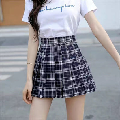 Sexy women short skirt cute female pleated skirt spring and autumn high waist solid color mini skirt summer female skirt