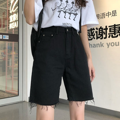 Spring And Summer New Women's Casual Loose Denim Shorts Fashion High Waist Wide Leg Shorts Female Bottoms B01409O