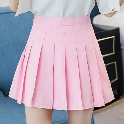 Sexy women short skirt cute female pleated skirt spring and autumn high waist solid color mini skirt summer female skirt