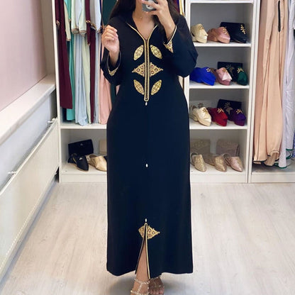 Turkish Dress Elegant Maxi Dresses Muslim African A Line Women Robe Plain Casual Femme Vestiods Office Retro Long Dress