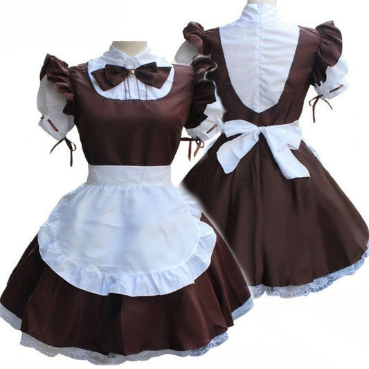 Cute Maid Cosplay Costume Lolita Dress Short Sleeves Color Blocked Waitress Pinafore Outfit Halloween Outfit For Girls Plus Size