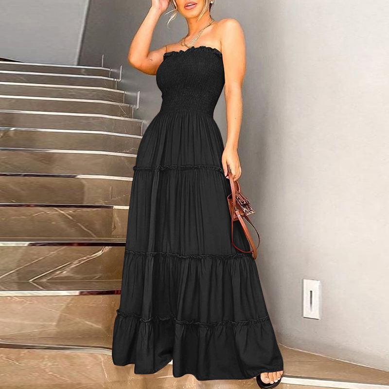 Women Summer Maxi Dress Vintage Solid Dress Sexy Long Party Dress Plus Size Robe Femme Bohemian Vestidos