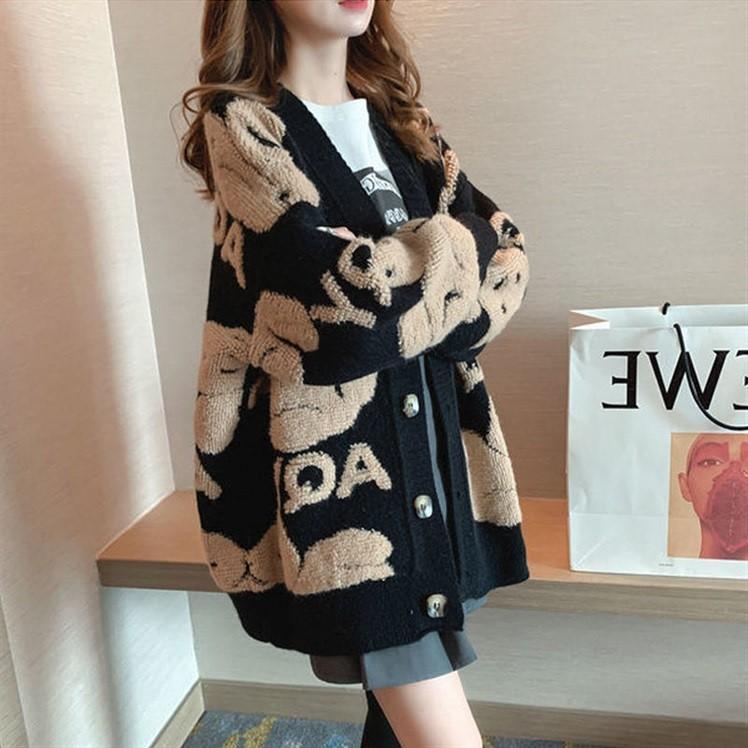 lovwvol Loose Sweater Oversize Woman Christmas Sweater Coat Korean Fashion Sweet Cardigans For Women 2023 Thick Winter Clothes Knitted