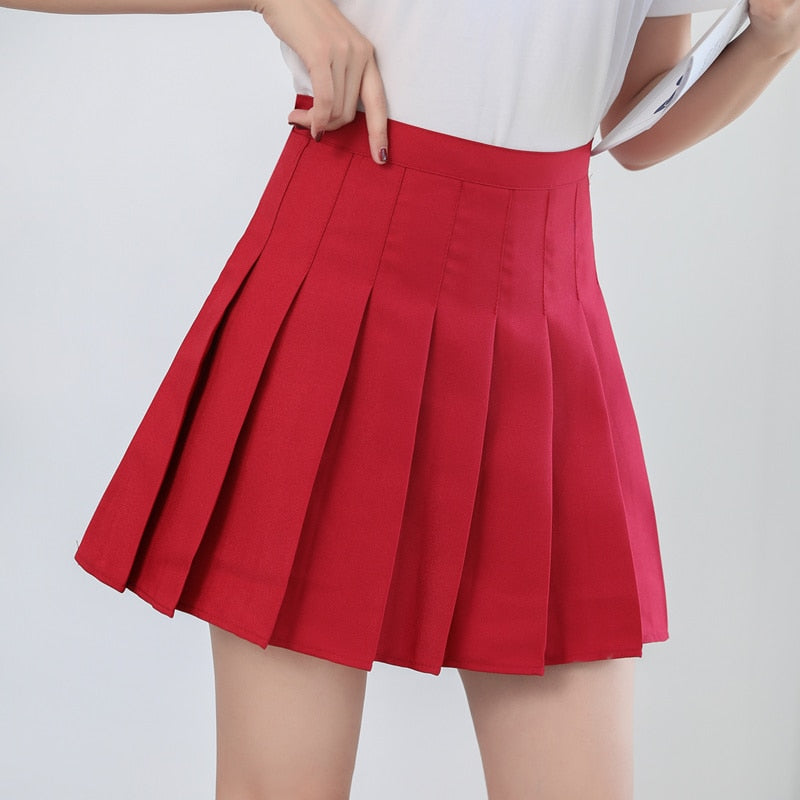 Women Skirt High Waist Preppy Style Student Pleated Skirts Female Cute Sweet Girls Dance Mini Skirt