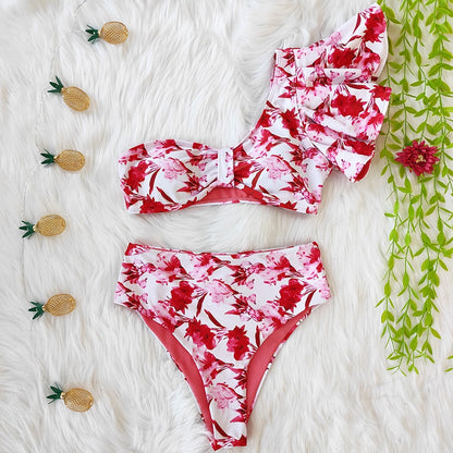 High Waist Bikini Ruffle Swimwear Women Print Sexy Swimsuit Push Up Bikinis Plus Size Bathing Suits Floral Beach Wear