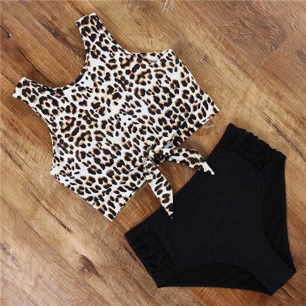 High Waist Bikini Leopard Swimsuit Women Bikini Floral Swimsuit Print High Neck Bikini Push Up Swimwear Snake Bathing Suit