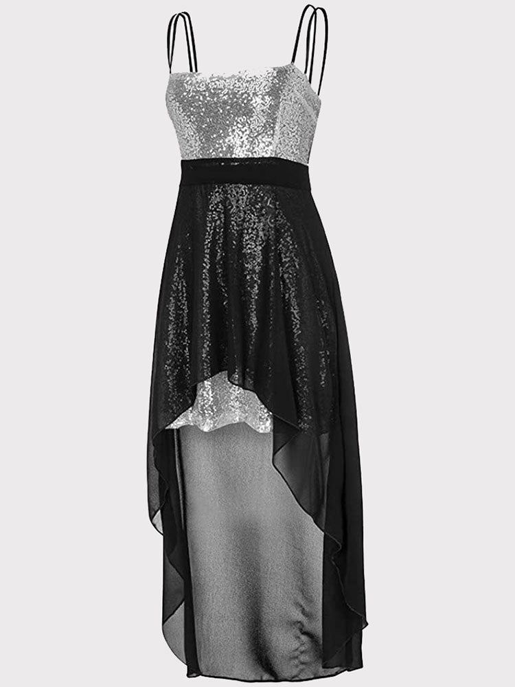 High Low Sequin Maxi Cocktail Dress