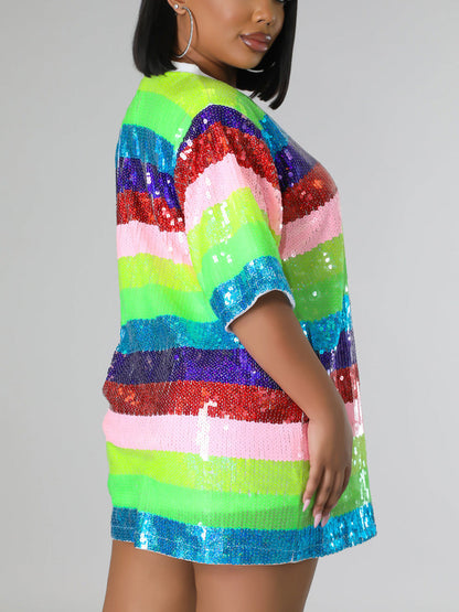 Sequin Rainbow Mini Dress