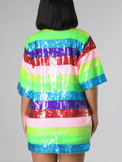 Sequin Rainbow Mini Dress