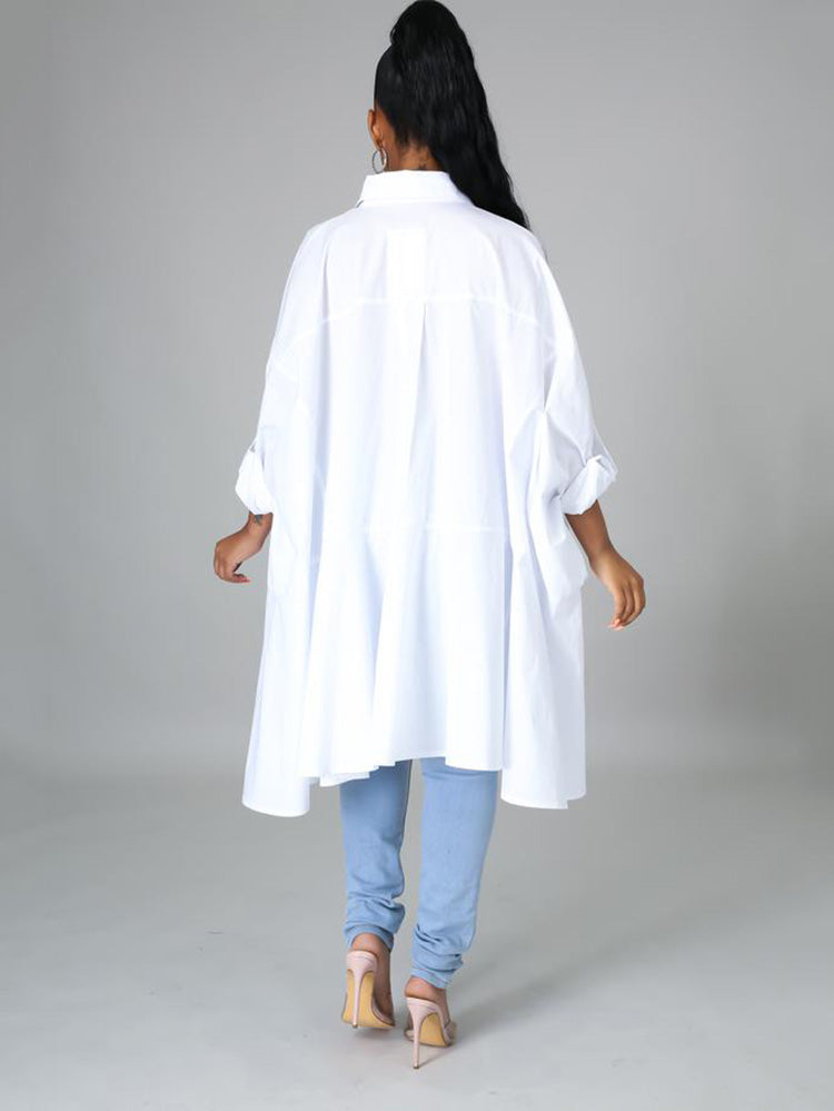 Solid Loose Irregular Blouse Shirt