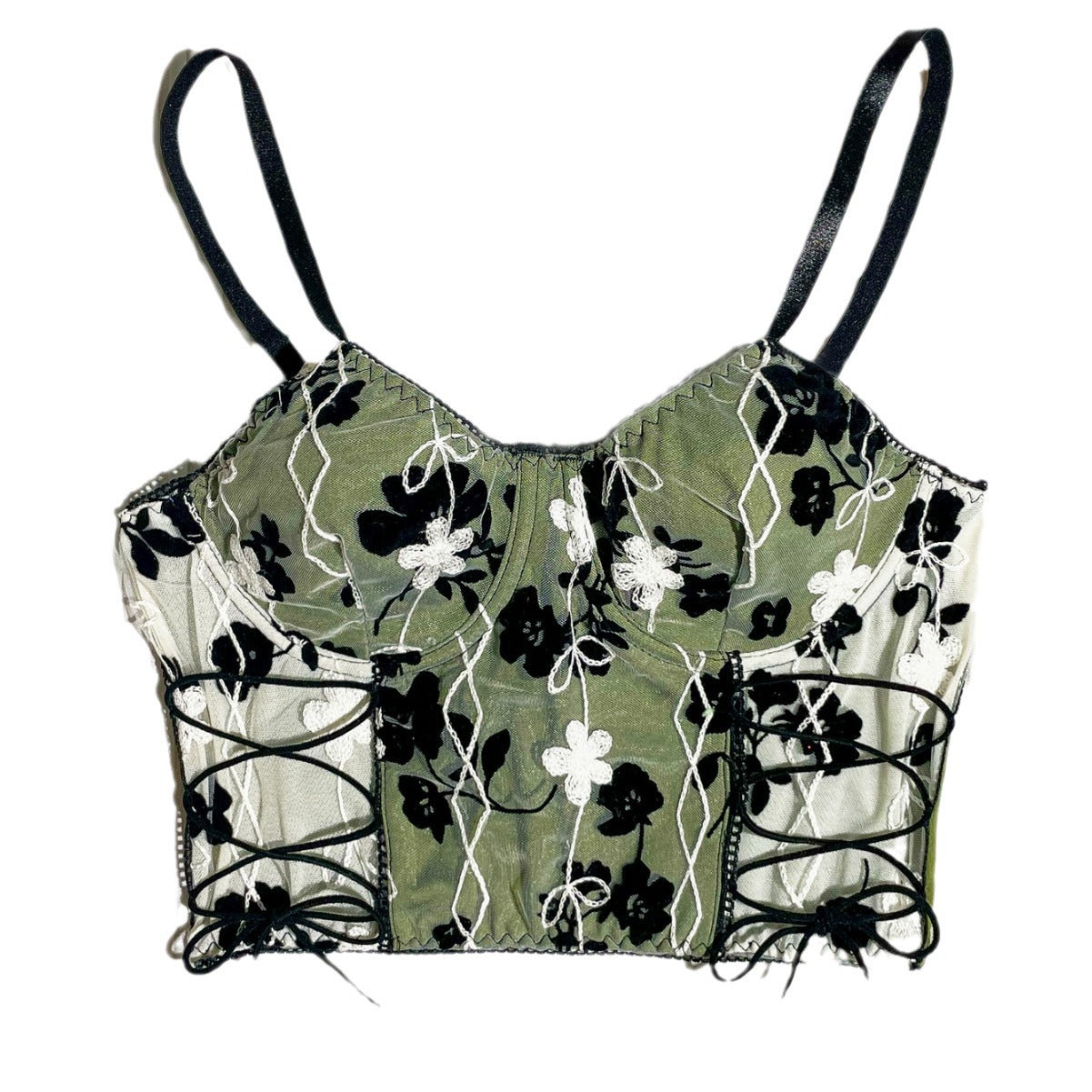 lovwvol y2k outfits Sexy Ins Sweet and Spicy Style Embroidered Mesh Outer Wear Fresh Camisole Steel Ring Strap Underwear