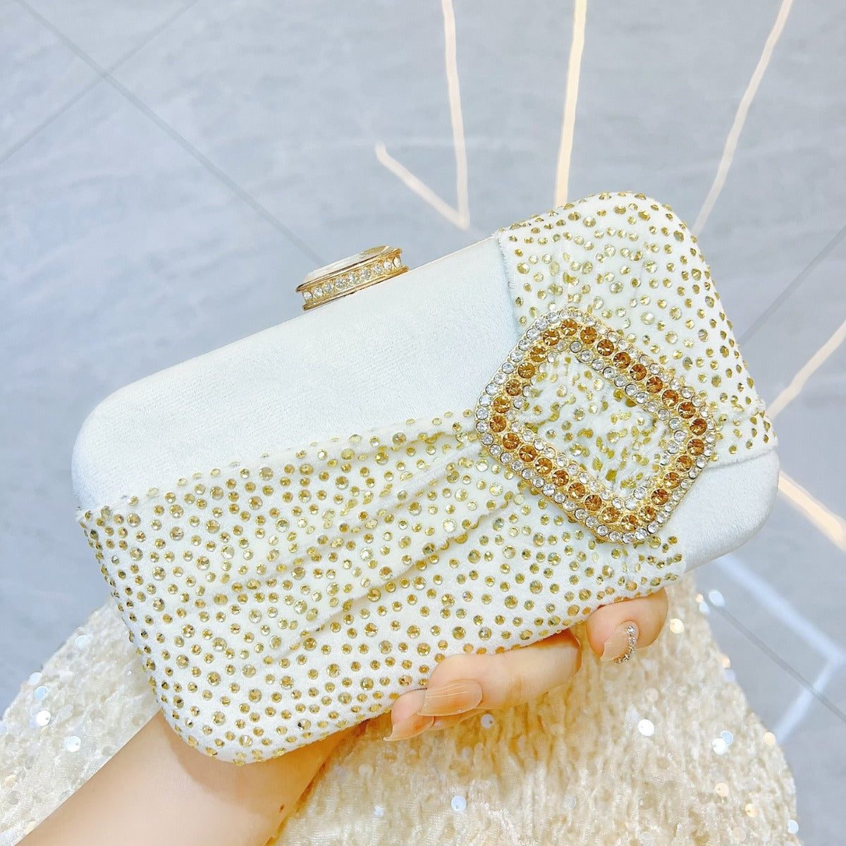 New New clutch bag, high-end diamond-encrusted velvet bread bag, celebrity with cheongsam, one-shoulder messenger dinner bag, women