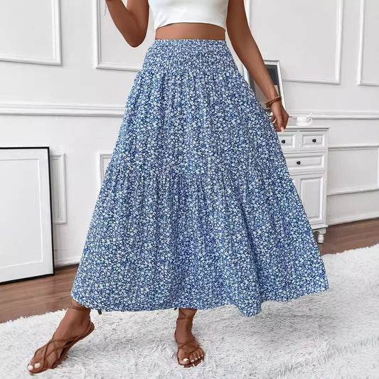 lovwvol summer outfits inspo Small Floral Three-Layer Stitching Long Skirt High-Grade Women's A- line Skirt